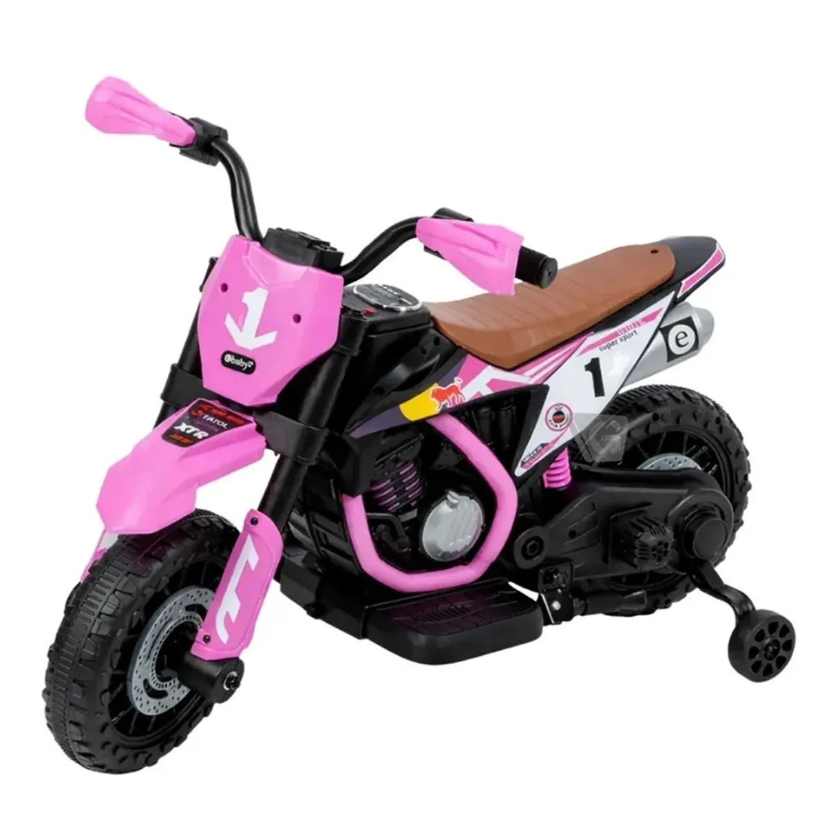 MOTOCICLETA A BATERÍA MUSICAL Y LUCES EBABY COD.349 ROSADO - 2