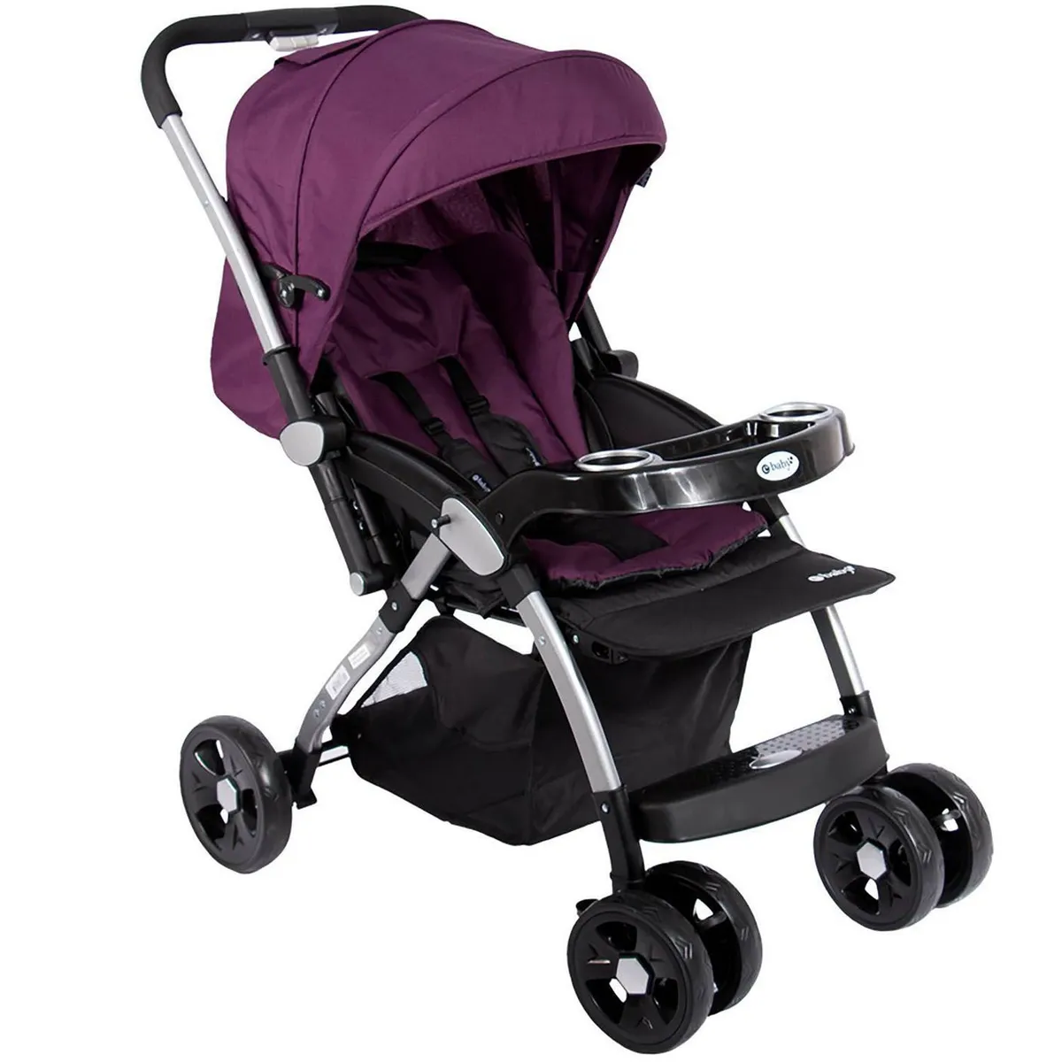 COCHE DE PASEO EBABY KUPER MANGO REVERSIBLE MORADO - 2