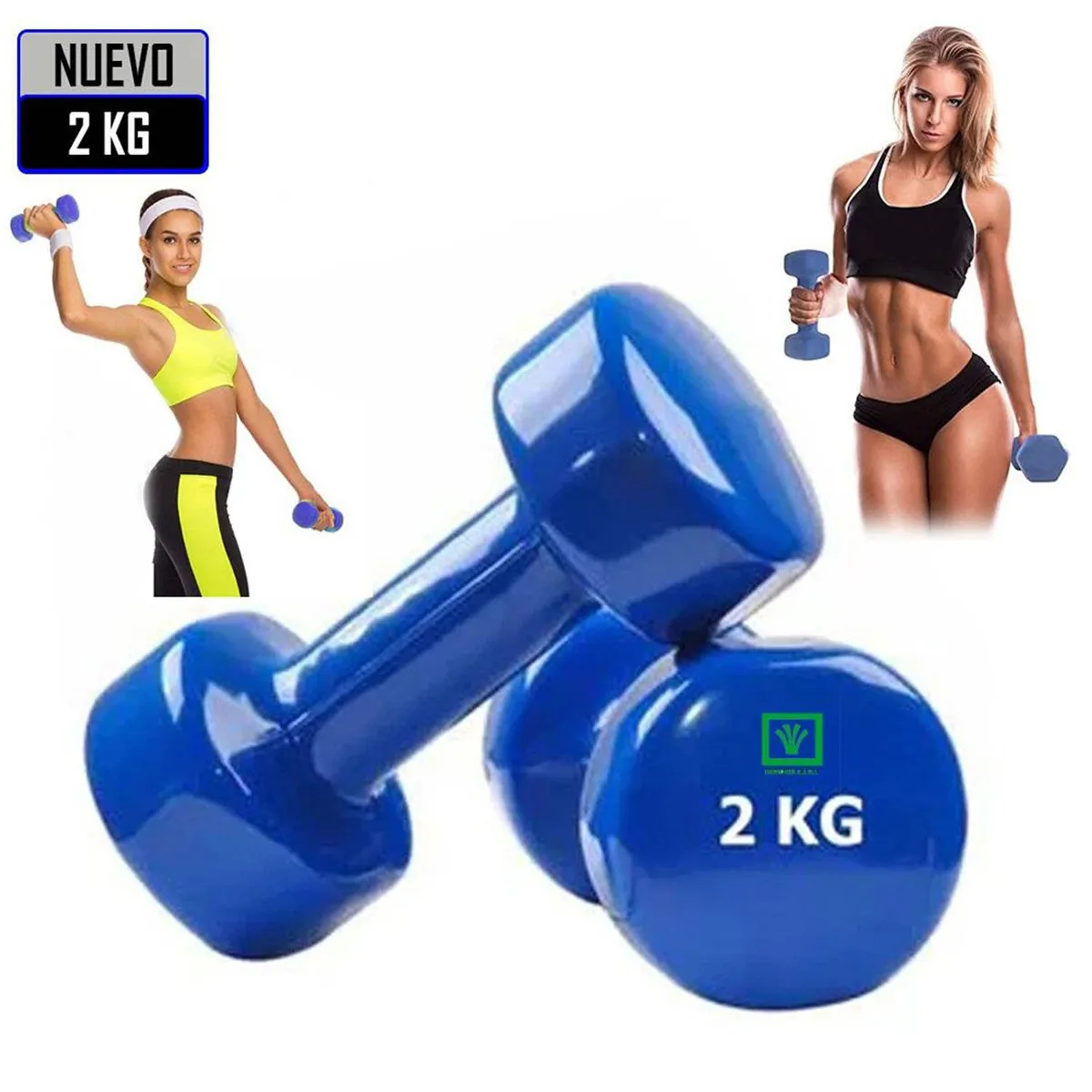 MANCUERNAS DE VINIL 2 KG PACK 2 UNIDADES AZUL - 1