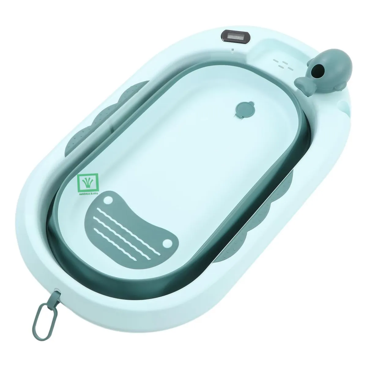 BAÑERA TINA DE BAÑO PLEGABLE BALLENITA CON TERMÓMETRO VERDE - 5