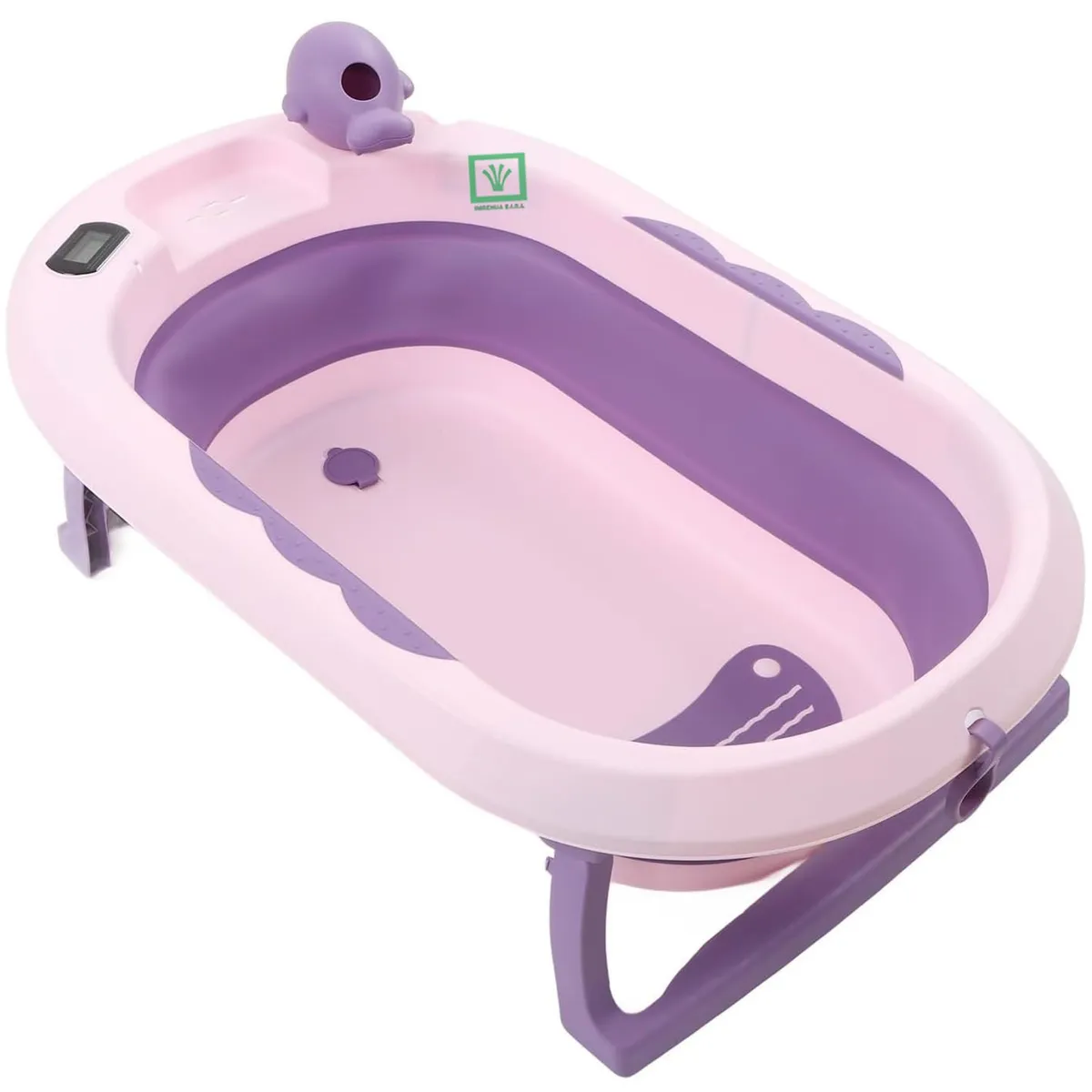 BAÑERA TINA DE BAÑO PLEGABLE BALLENITA CON TERMÓMETRO MORADO - 3