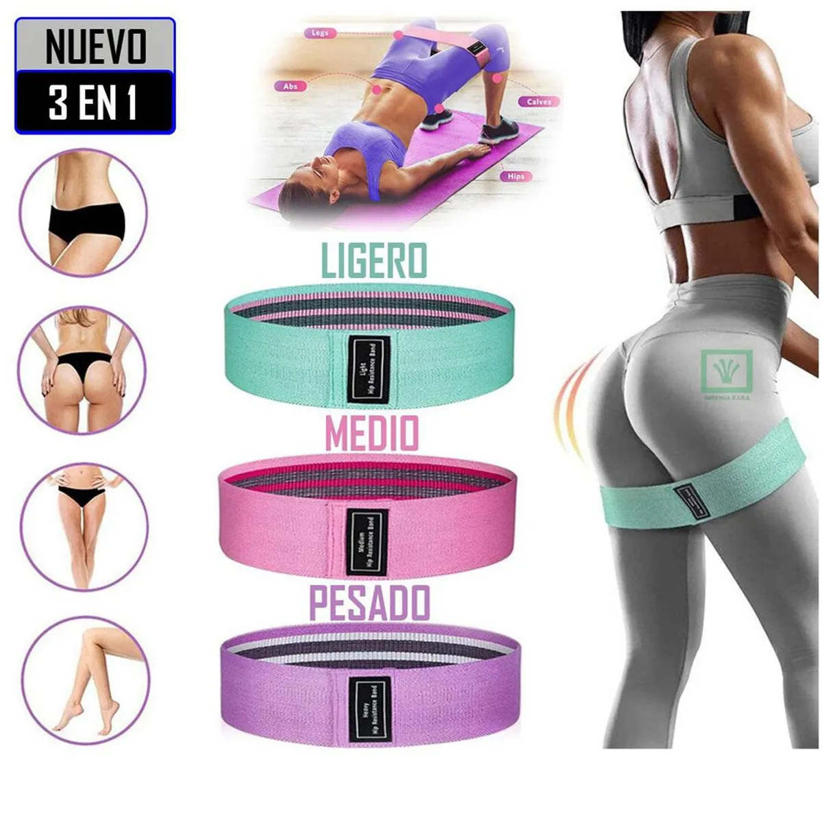 BANDAS ELÁSTICAS DE TELA 3 NIVELES RESISTENCIA - 1