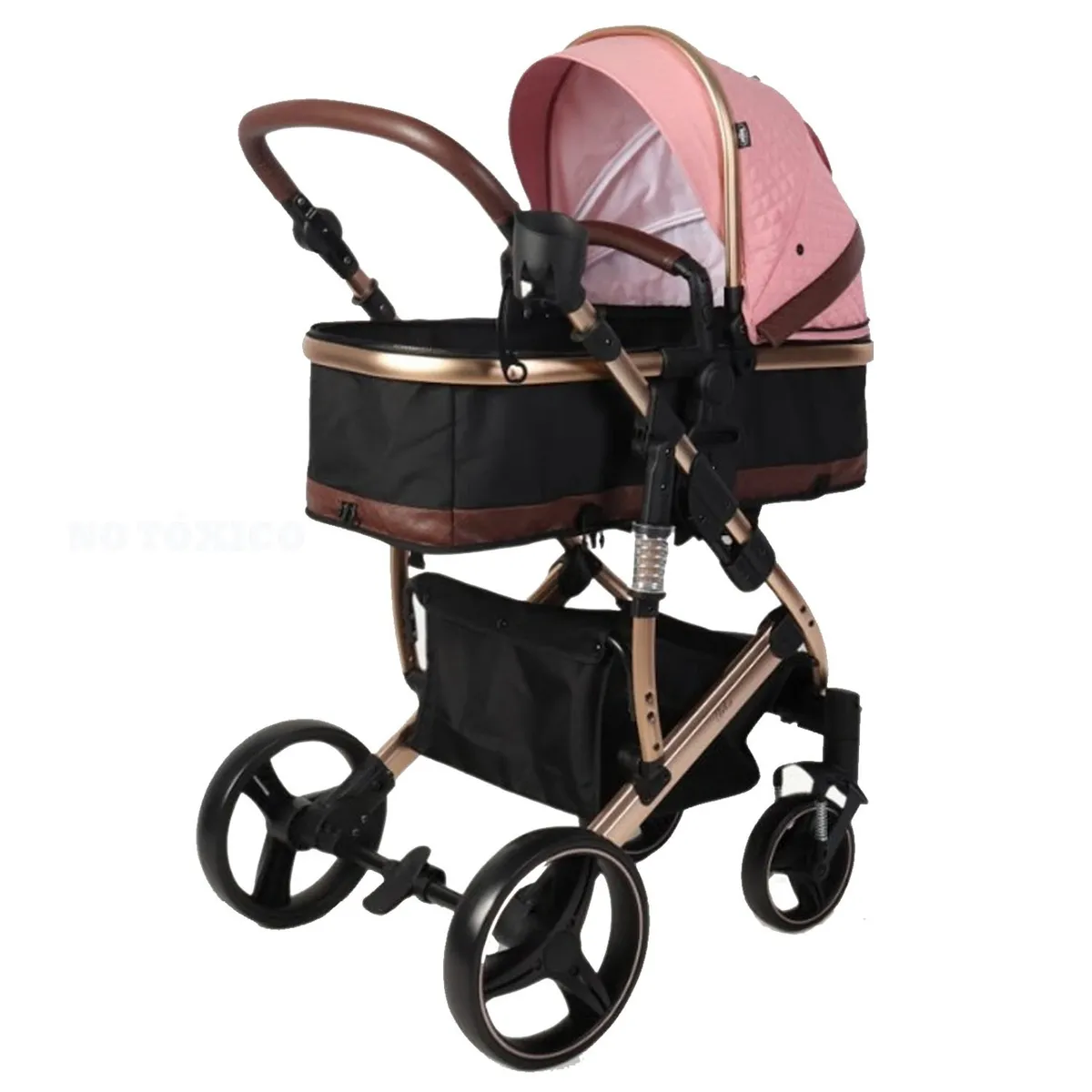 COCHE MOISES DE LUJO 4 EN1 CON PORTA BEBÉ STOKKER BABY ROSA - 2