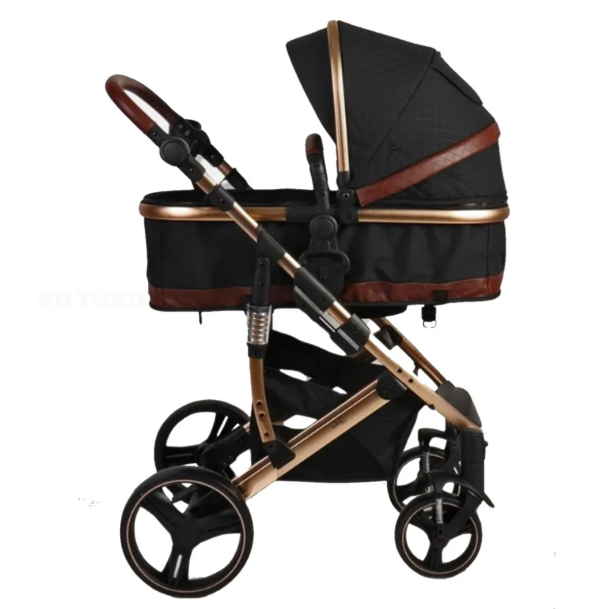 COCHE MOISES DE LUJO 4 EN1 CON PORTA BEBÉ STOKKER BABY NEGRO - 2