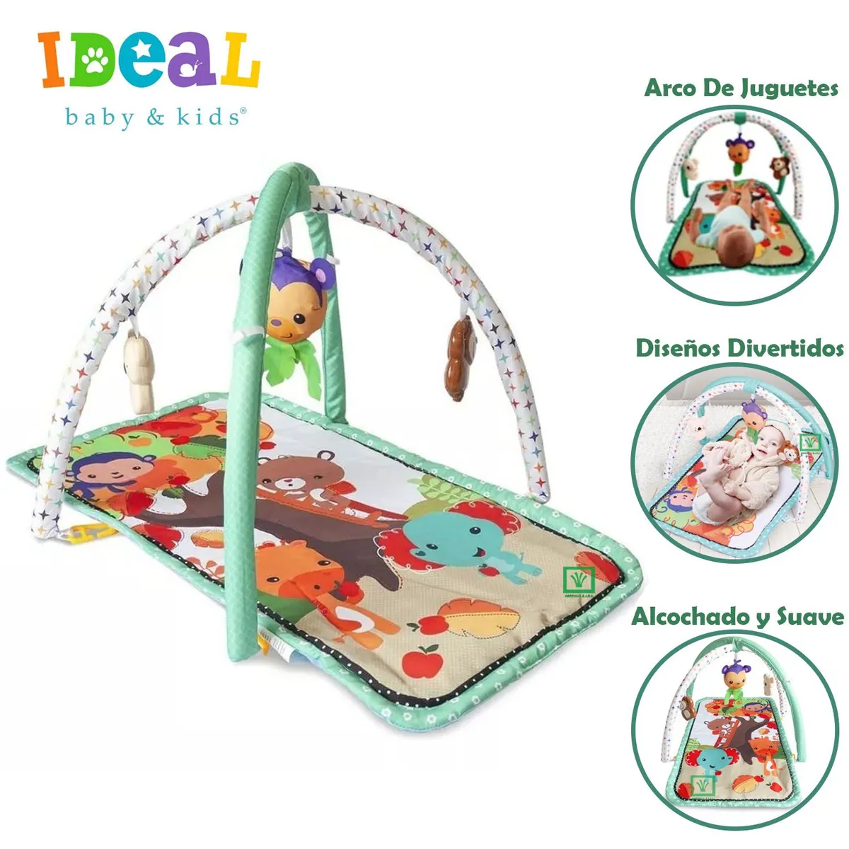 GIMNASIO IDEAL PARA BEBÉ CON JUGUETES ELEPHANT TURQUESA - 1