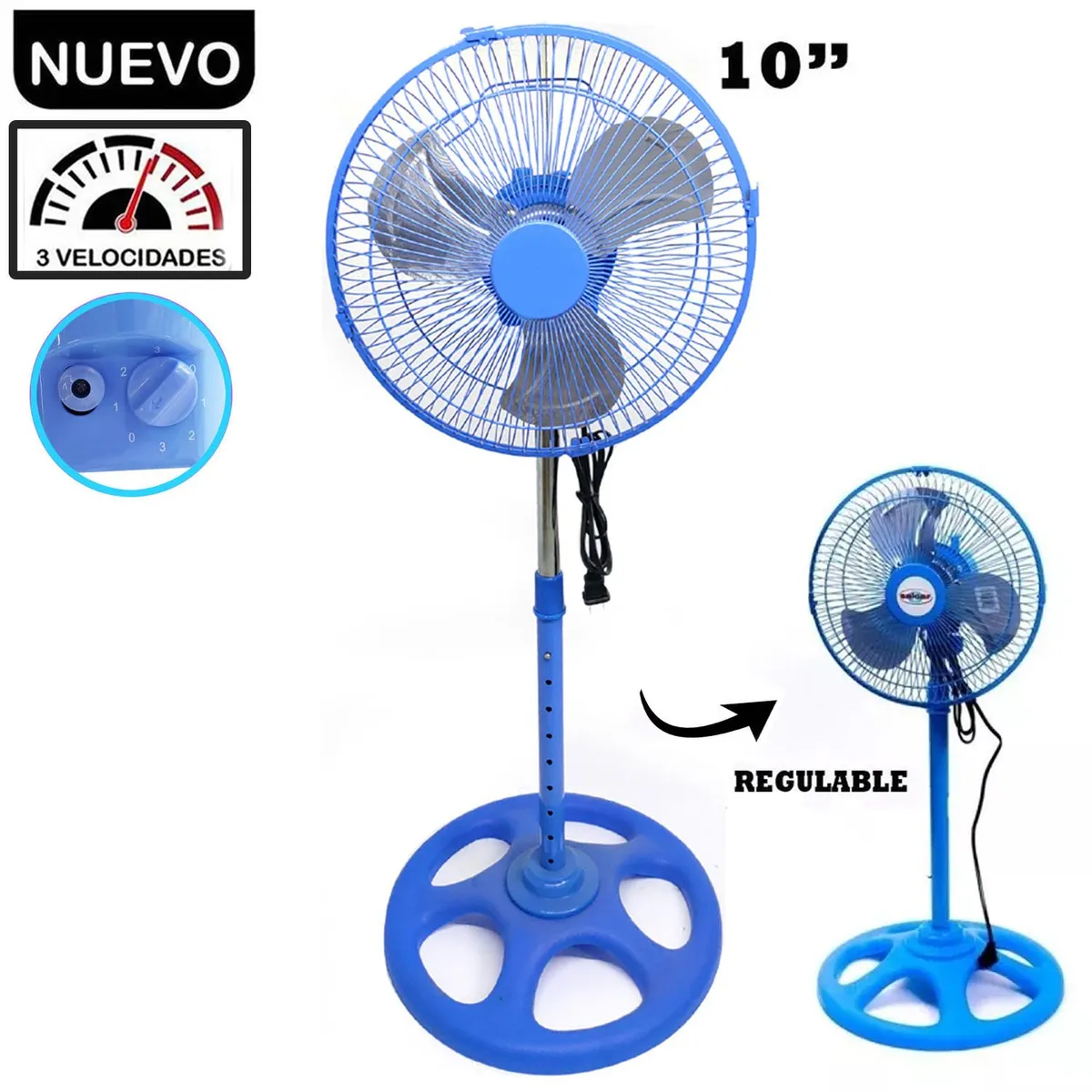 VENTILADOR PEDESTAL DE 10' CELESTE 60 WATTS AZUL - 1