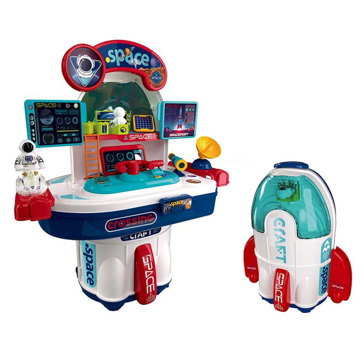 JUEGO DIDÁCTICO 2 EN 1 COHETE ESPACIAL MALETA CON ACCESORIOS AZUL - 2