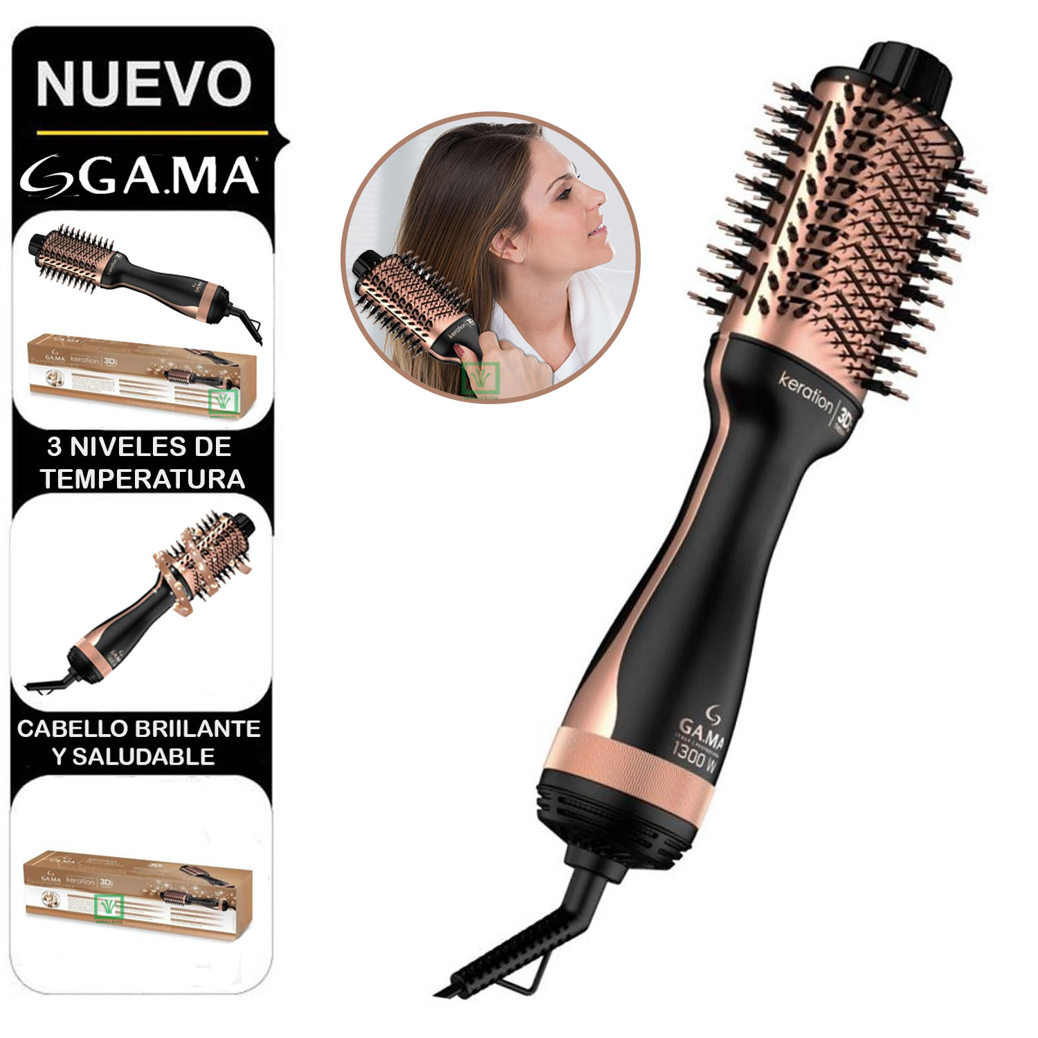 CEPILLO SECADOR GAMA MODELADOR KERATION 3D THERAPY - 1