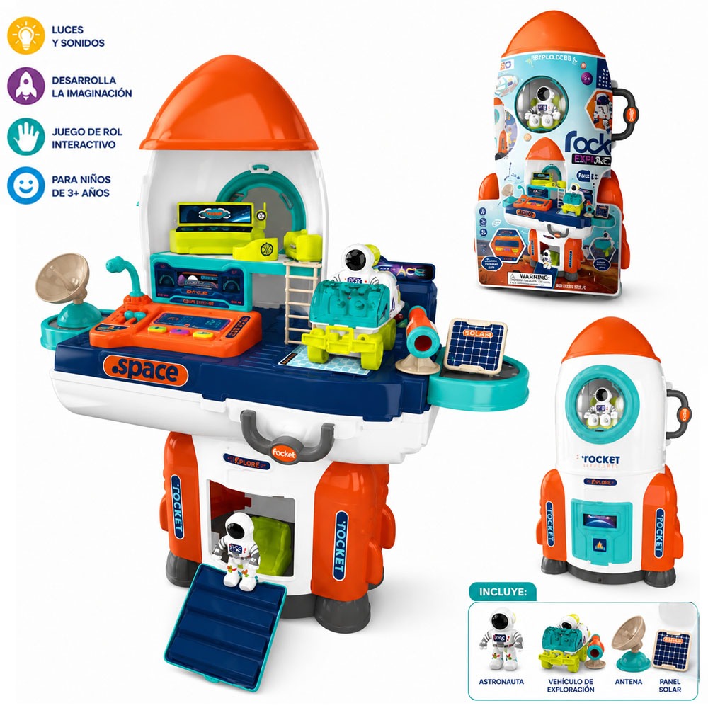 JUEGO DIDÁCTICO 2 EN 1 NAVE ESPACIAL MALETA CON ACCESORIOS NARANJA - 1