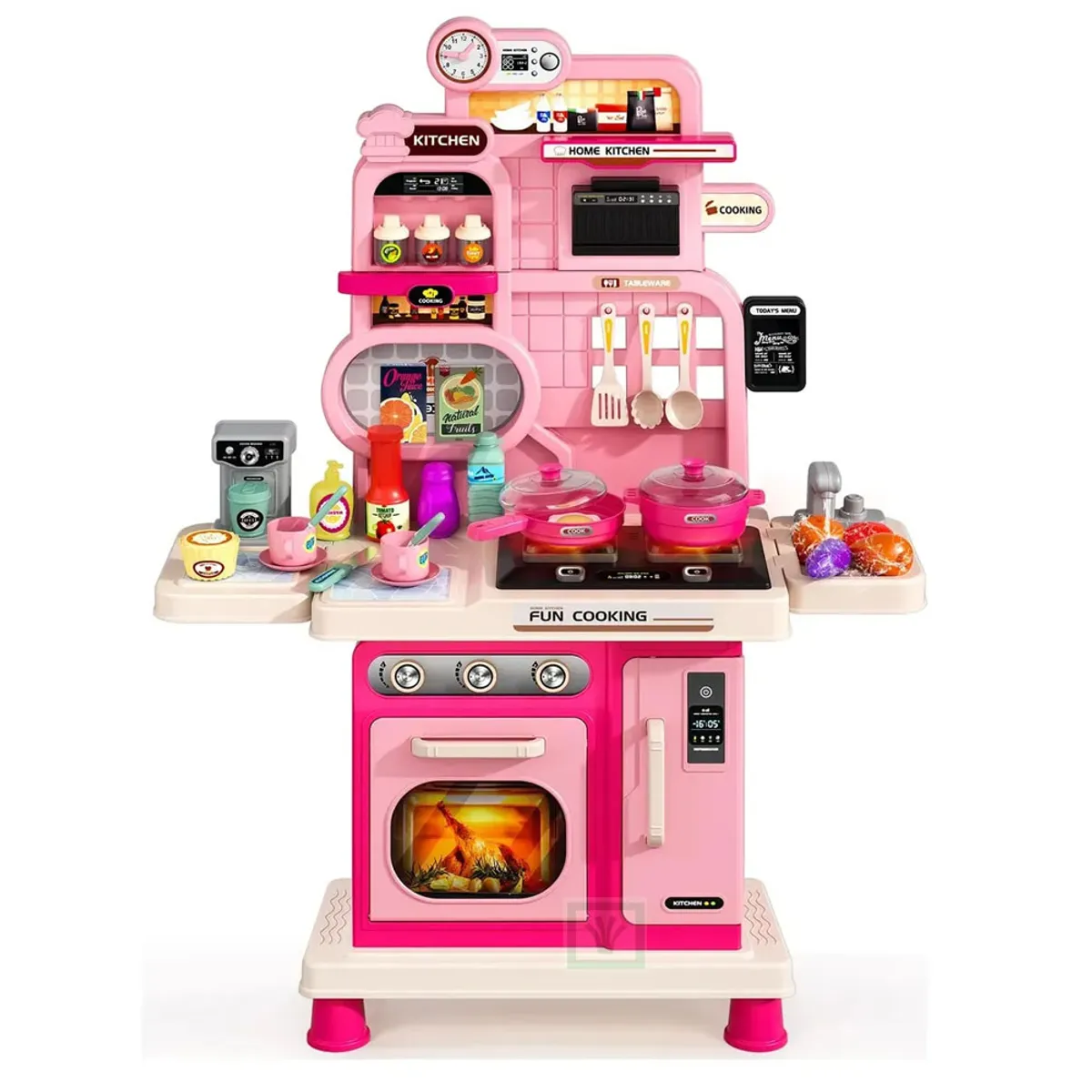 JUGUETE COCINA INTERACTIVA ROSADO 53 PIEZAS CON SONIDOS LUCES Y AGUA - 2