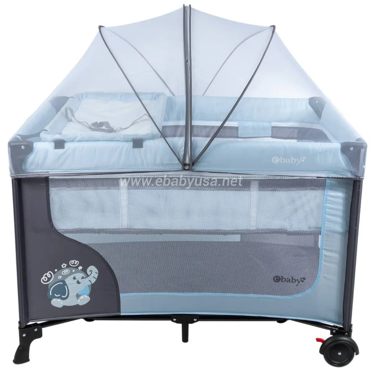 CUNA CORRAL EBABY CON CAMBIADOR HAPPY DREAM CELESTE - 2