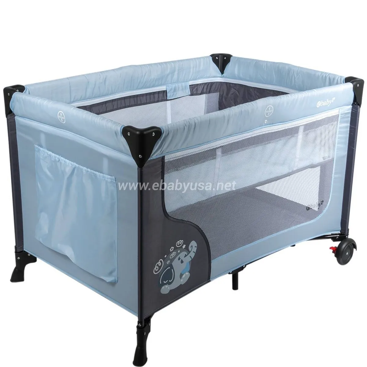 CUNA CORRAL EBABY CON CAMBIADOR HAPPY DREAM VERDE+COLCHÓN - 3