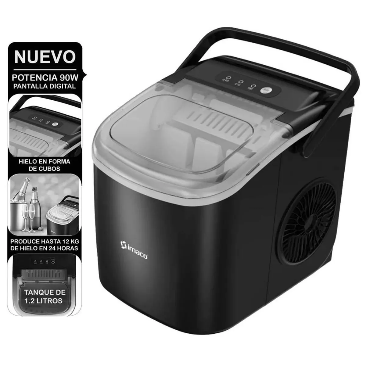 MAQUINA HACER HIELO 90W IMACO IMK1209 NEGRO - 1
