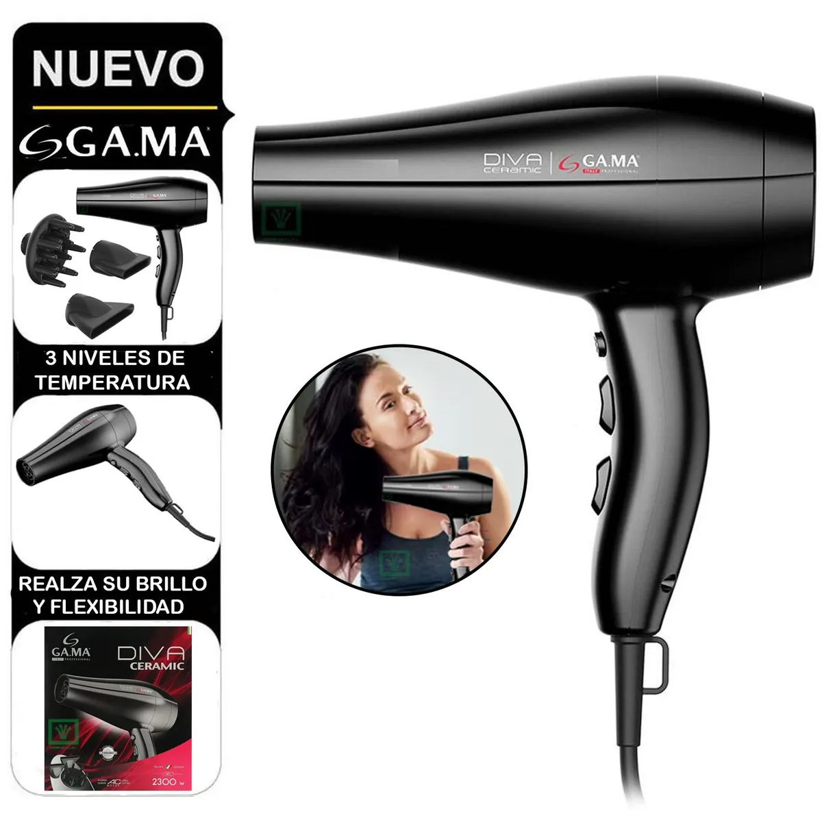 SECADORA PROFESIONAL DIVA CERAMIC ION 2300W - 1