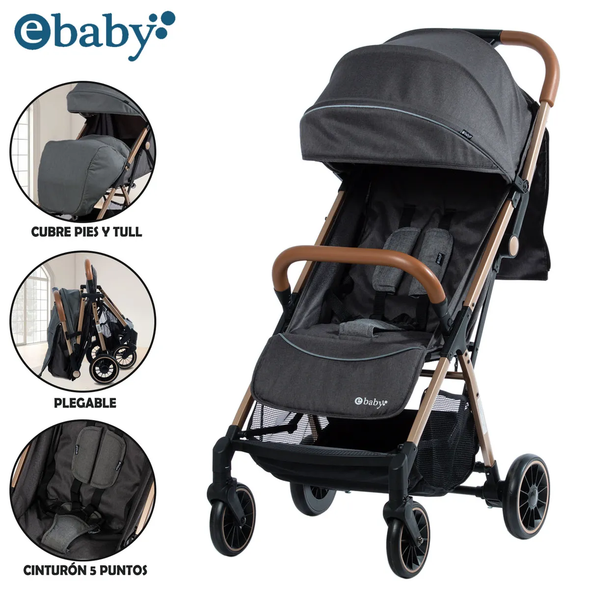 COCHE MALETA PARA BEBÉ «SOFI» DE FÁCIL PLEGADO BLACK - 1