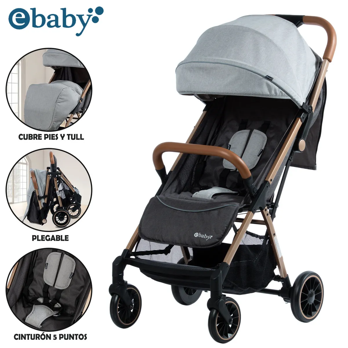 COCHE MALETA PARA BEBÉ «SOFI» DE FÁCIL PLEGADO LIGHT GRAY - 1