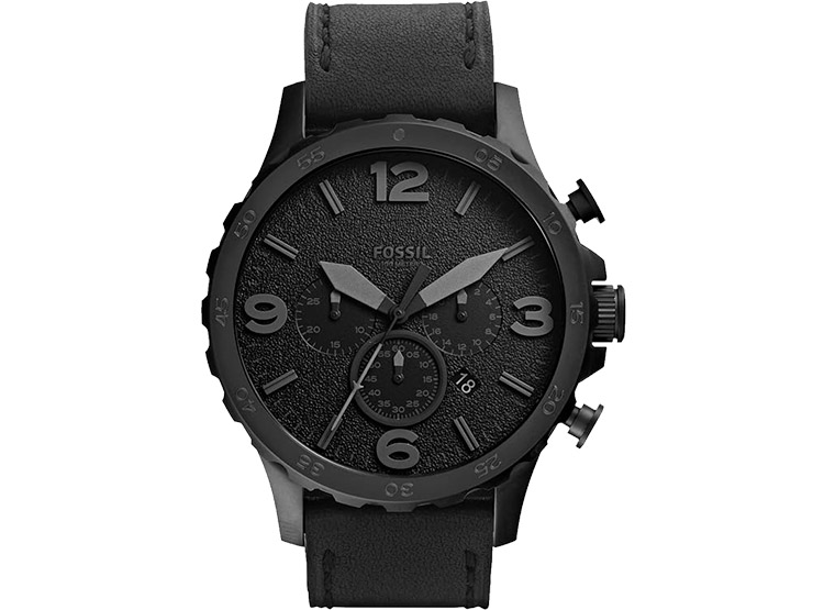 RELOJ FOSSIL HOMBRE ANÁLOGO JR1354 NATE CUERO NEGRO - 1
