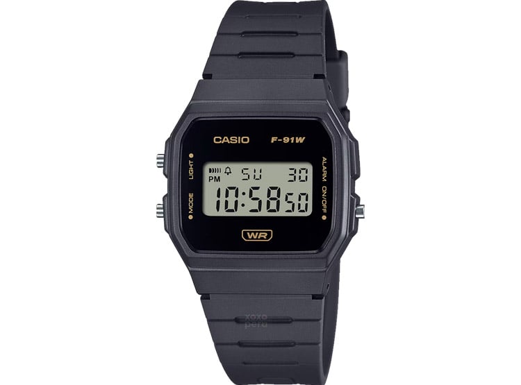 RELOJ CASIO UNISEX F-91WB-8A RETRO NEGRO - 1