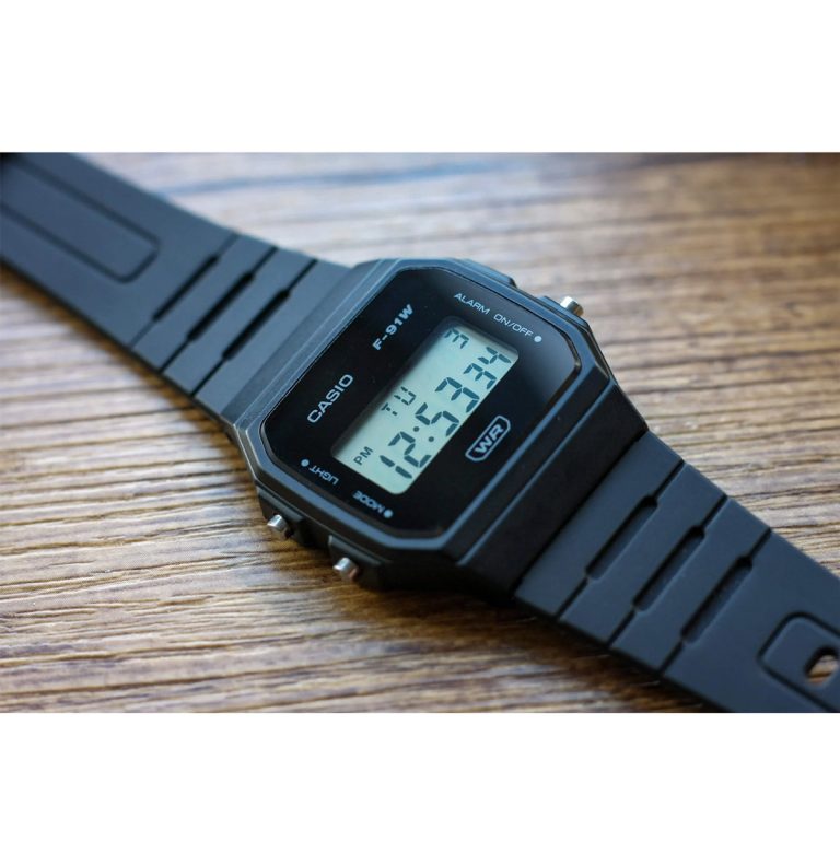 RELOJ CASIO UNISEX F-91WB-8A RETRO NEGRO - 4