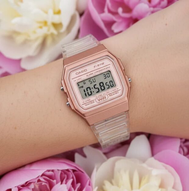 RELOJ DE RESINA CASIO F-91WS-7A3 CORREA TRANSPARENTE - 2