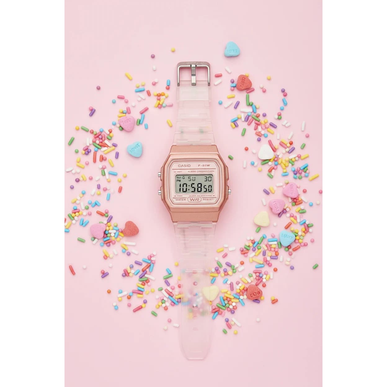 RELOJ DE RESINA CASIO F-91WS-7A3 CORREA TRANSPARENTE - 3