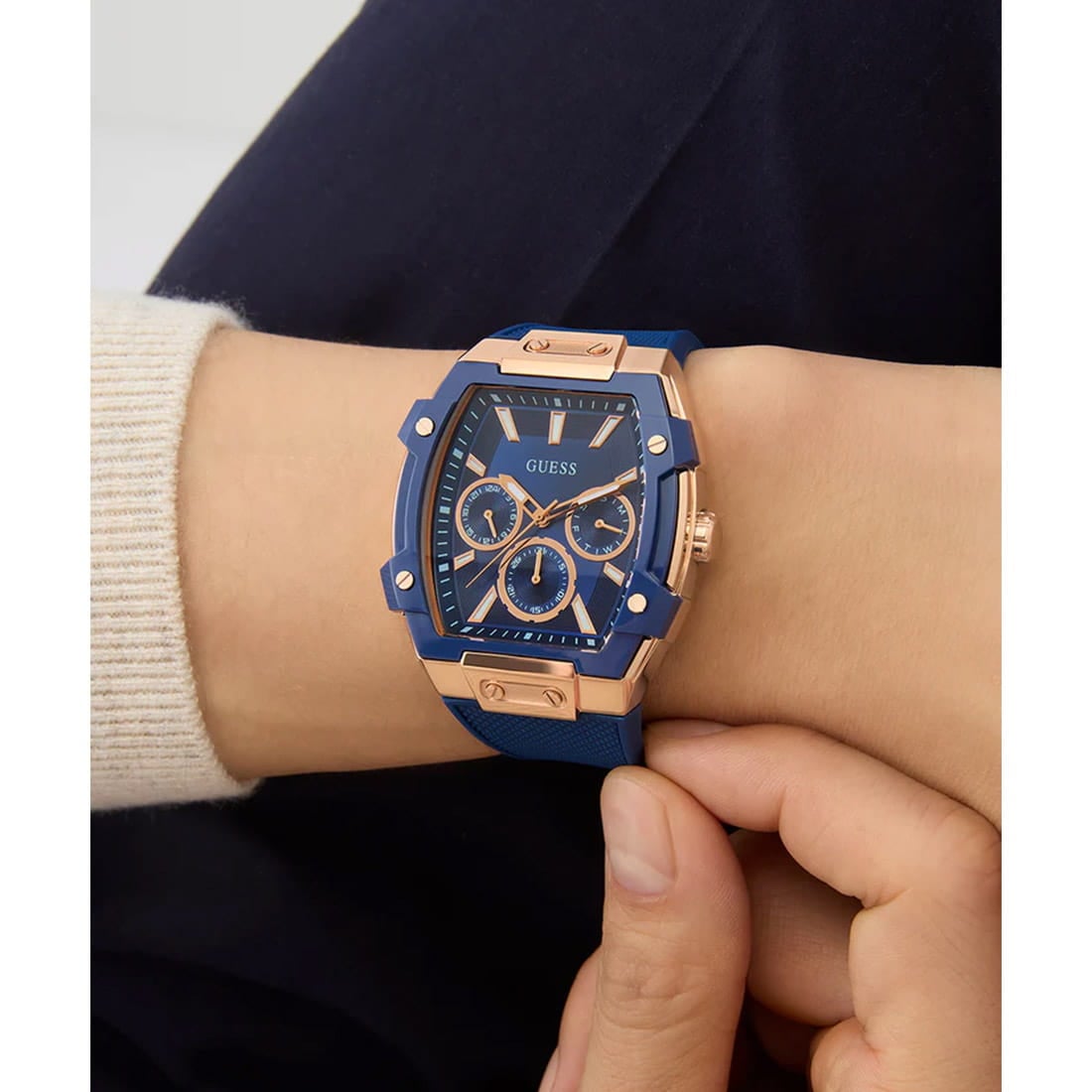 RELOJ GUESS GW0956G4 AZUL ORO ROSA  DE HOMBRE - 4