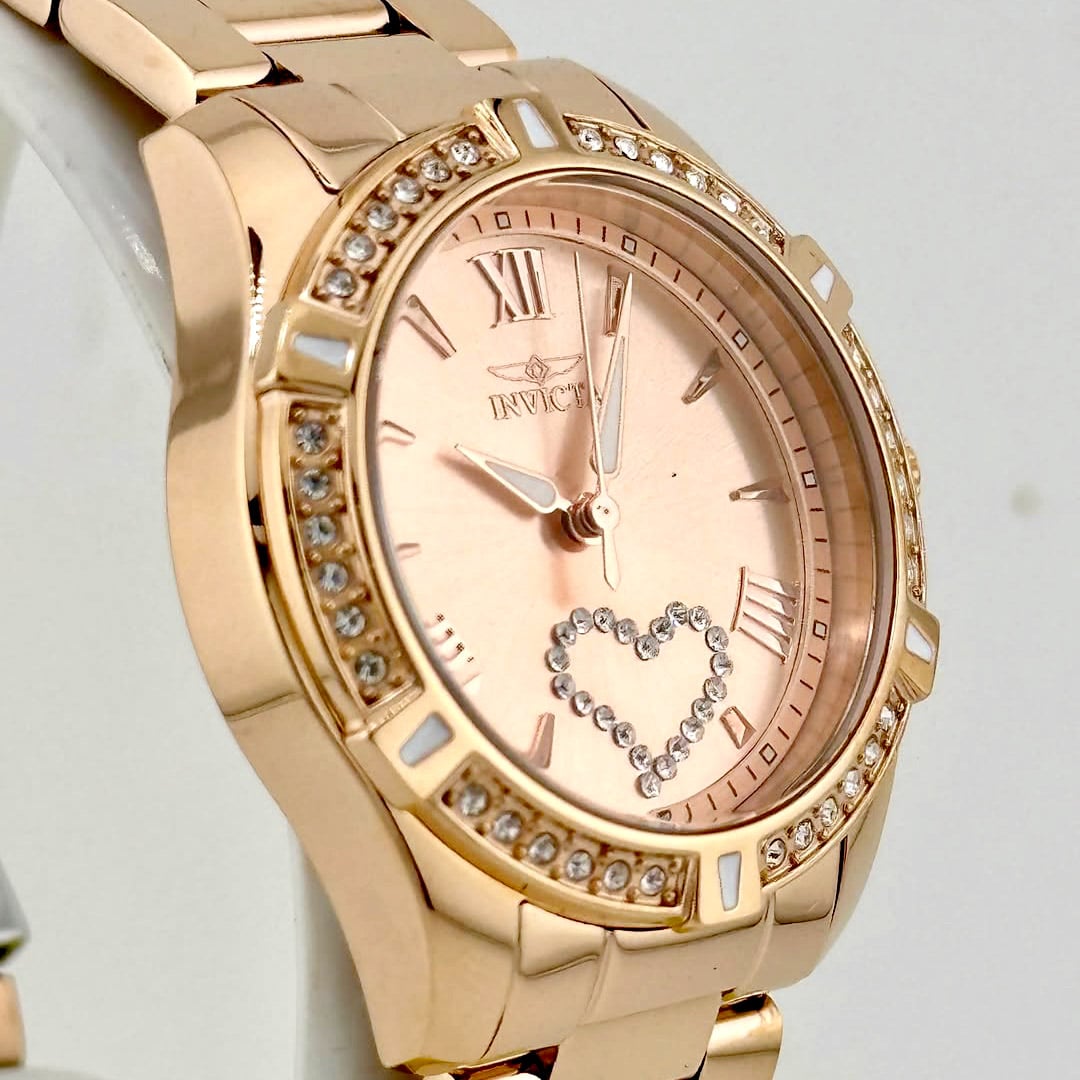 RELOJ PARA MUJER INVICTA ANGEL 49843 ORO ROSA CORAZÓN - 4
