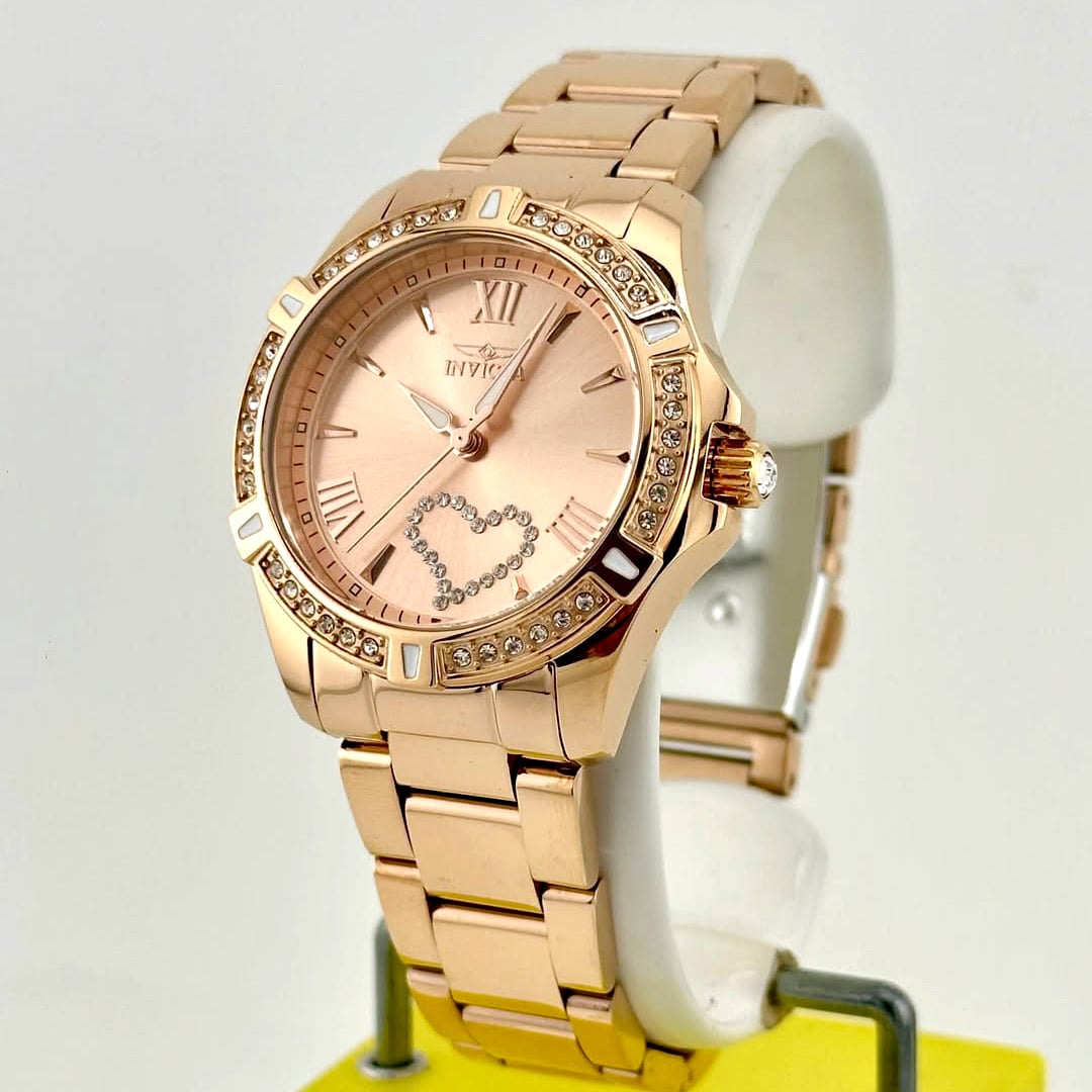 RELOJ PARA MUJER INVICTA ANGEL 49843 ORO ROSA CORAZÓN - 5