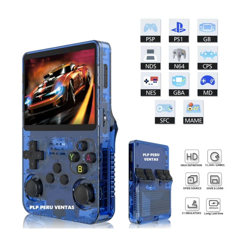 CONSOLA R36S PORTATIL +35000 JUEGOS 128GB AZUL - 1