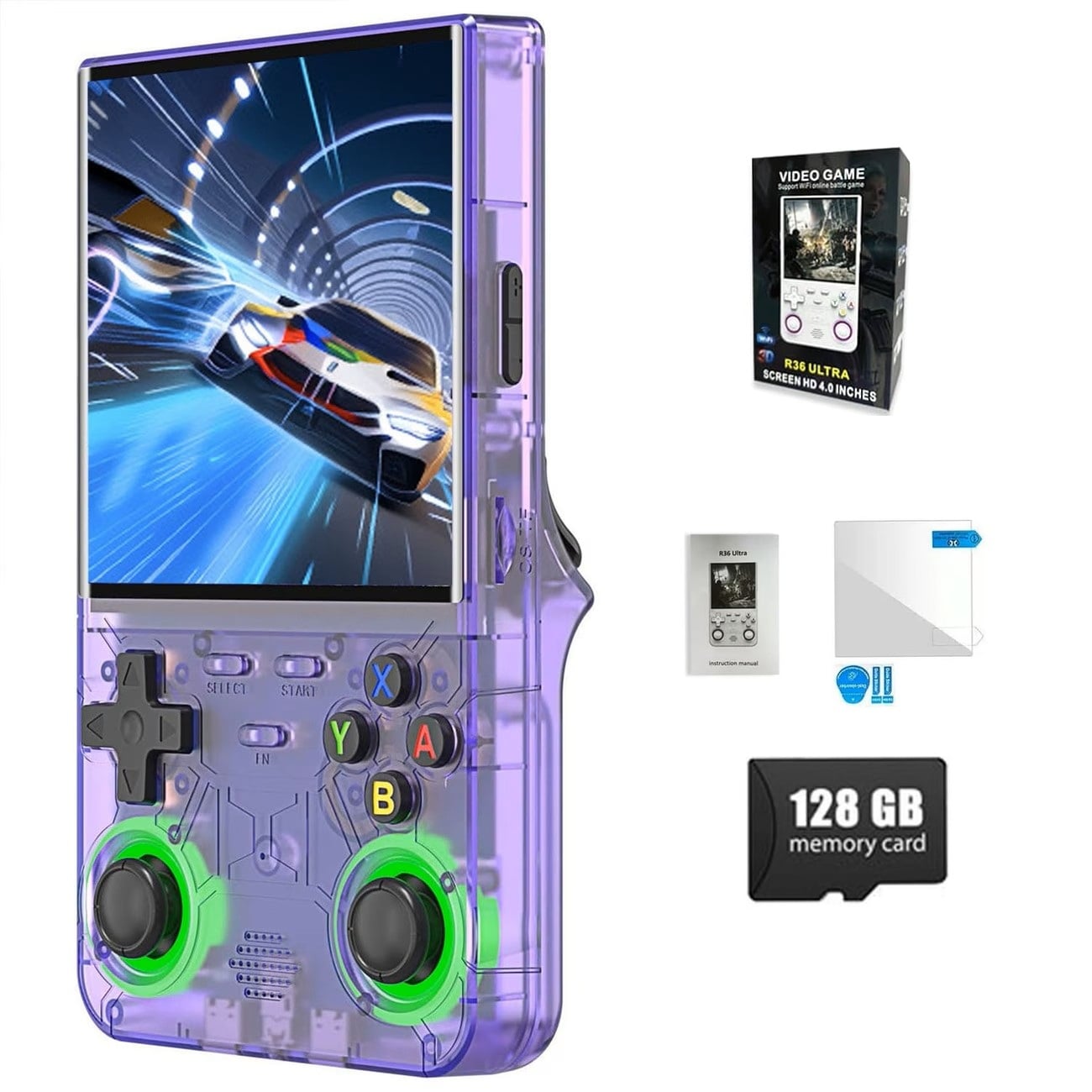 CONSOLA R36 ULTRA PANTALLA 4“ IPS HD WIFI 128GB PURPURA - 1