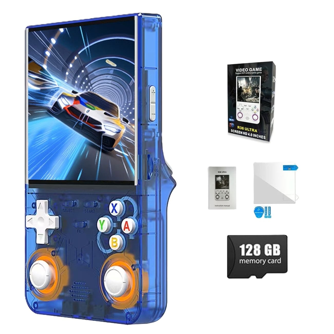 CONSOLA R36 ULTRA PANTALLA 4“ IPS HD WIFI 128GB AZUL - 1