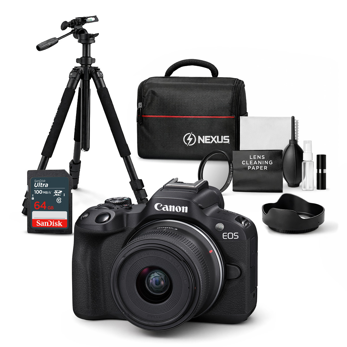 CÁMARA CANON MIRRORLESS EOS R50 24.2MPX MIRRORLES EOS R50 + LENTE RF S 18-45MM + KIT ULTIMATE - 1
