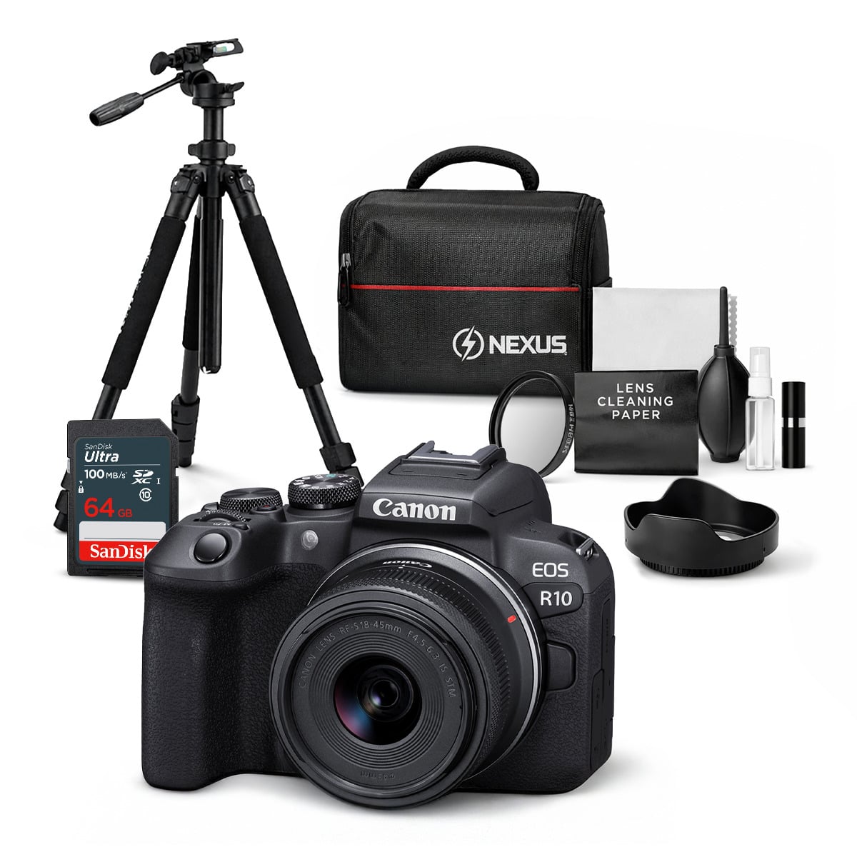 CÁMARA CANON R10 FULL HD 1920 X 1080 24.2MPX EOS + LENTE RF-S 18-45MM + KIT ULTIMATE ACCESORIOS - 1