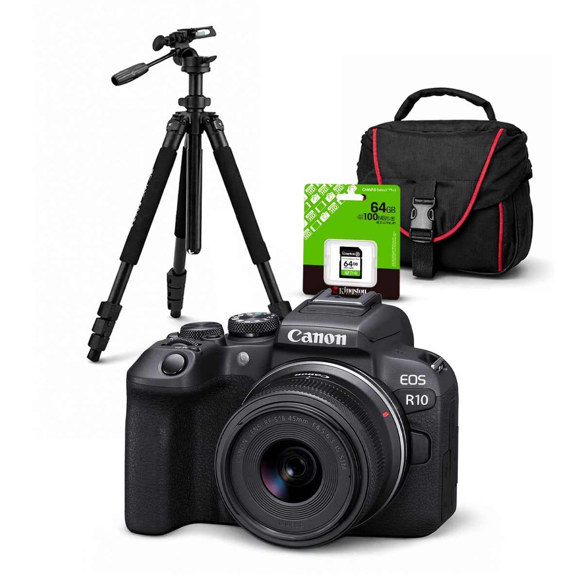 CÁMARA CANON R10 24.2MPX EOS + LENTE RF-S 18-45MM + KIT DELUXE ACCESORIOS - 1