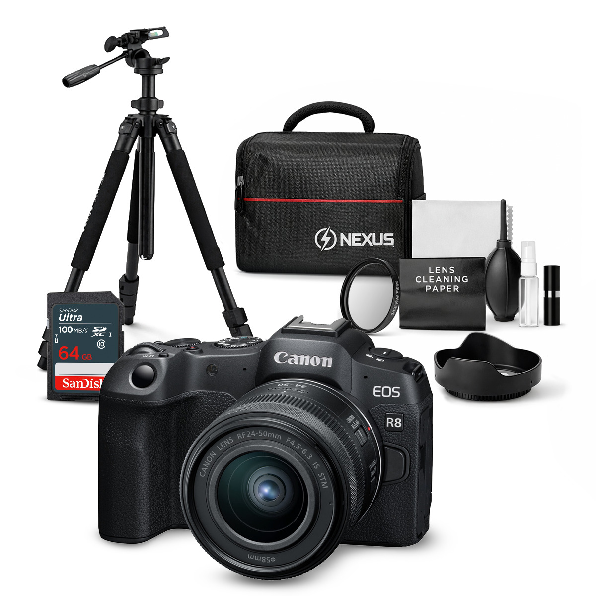 CÁMARA CANON EOS R8 + LENTE RF 24-50MM F45-63 IS STM + KIT ULTIMATE - 1