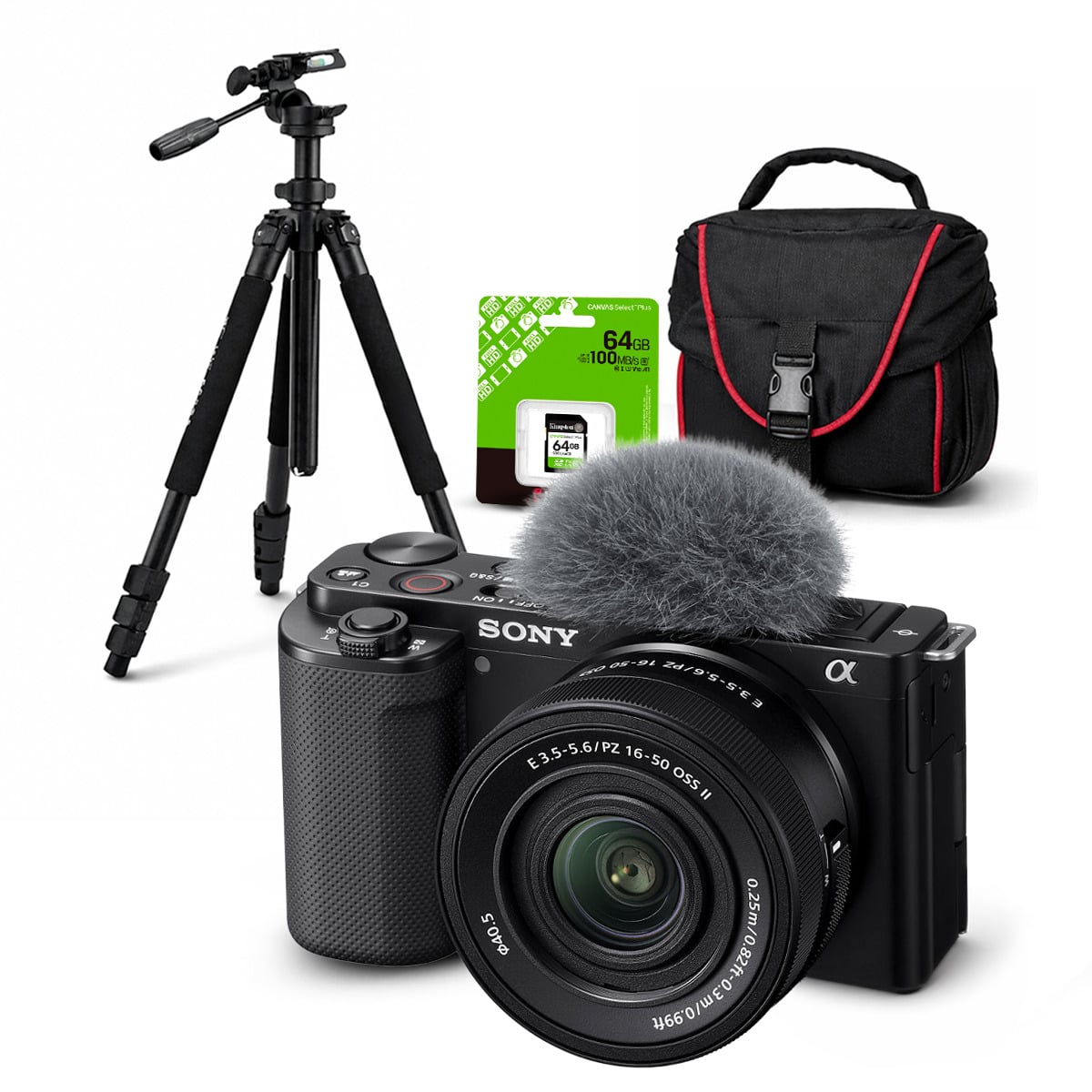 CÁMARA SONY ZV-E10 MIRRORLESS + LENTE 16-50MM F35-56 II + KIT DELUXE DE ACCESORIOS - 1