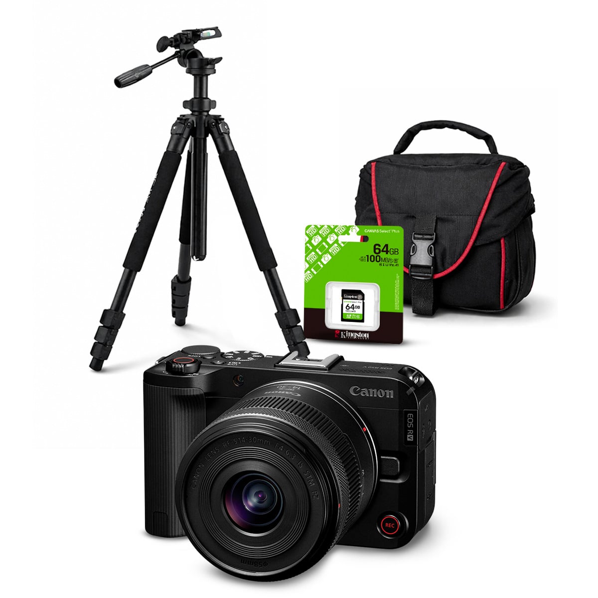 CÁMARA MIRRORLESS EOS R50V + LENTE RF-S 14-30MM F45-63 IS STM + KIT DELUXE - 1