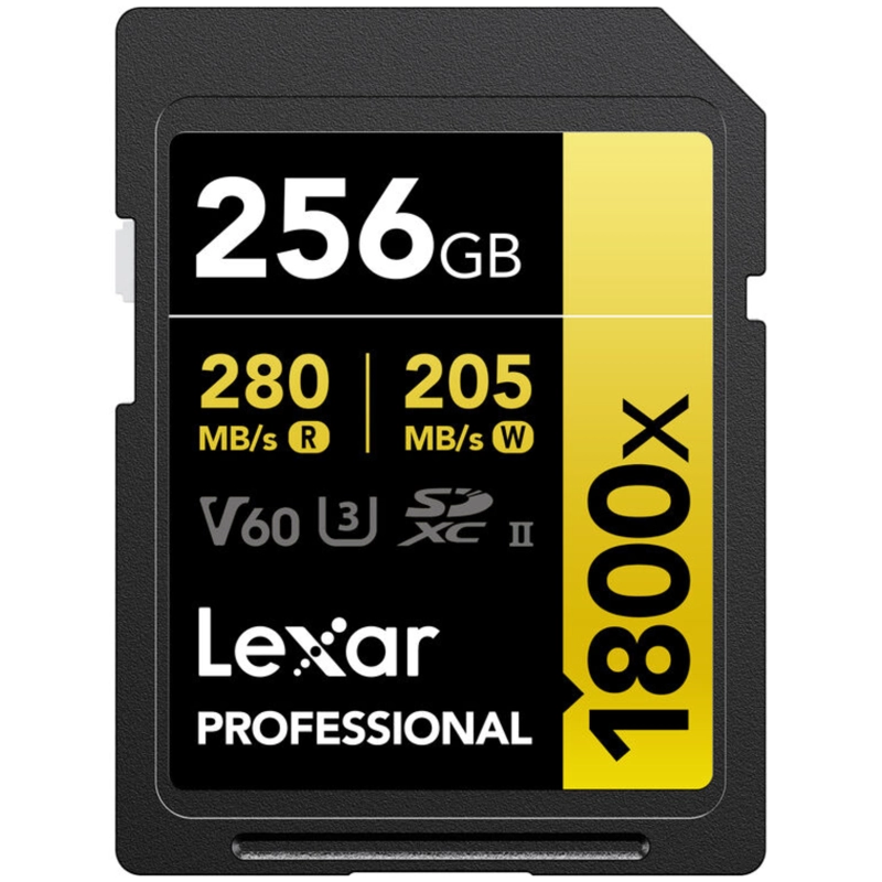 MEMORIA SDXC U3 V60 LEXAR PROFESSIONAL 256GB - W:205MB/S -R:280MB/S 1800X - 1