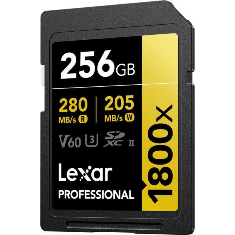 MEMORIA SDXC U3 V60 LEXAR PROFESSIONAL 256GB - W:205MB/S -R:280MB/S 1800X - 2