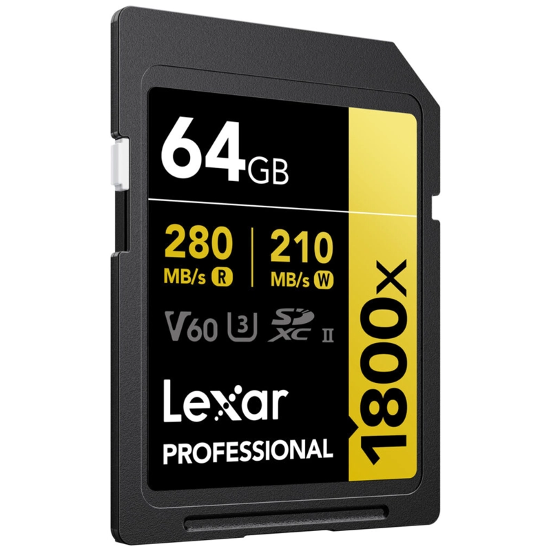 MEMORIA SDXC U3 V60 LEXAR PROFESSIONAL 64GB - W:210MB/S -R:280MB/S 1800X - 2