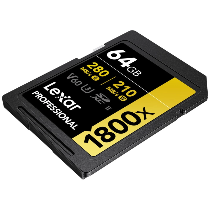 MEMORIA SDXC U3 V60 LEXAR PROFESSIONAL 64GB - W:210MB/S -R:280MB/S 1800X - 4