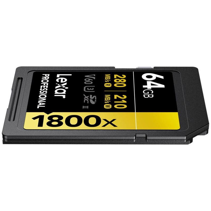 MEMORIA SDXC U3 V60 LEXAR PROFESSIONAL 64GB - W:210MB/S -R:280MB/S 1800X - 5