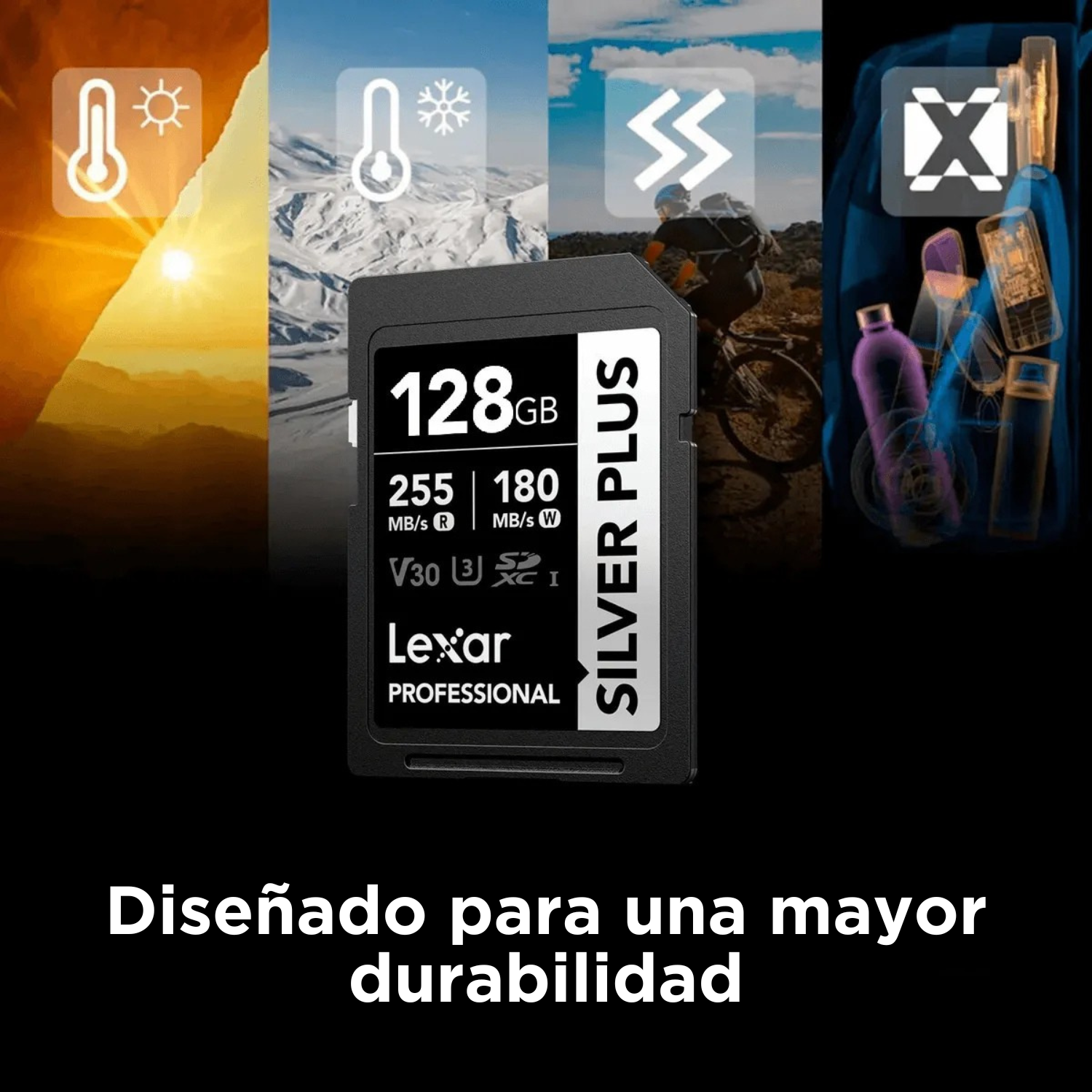 Memoria SDXC U3 V30 Lexar Professional 128GB - W:180MB/s -R:255MB/s SILVER PLUS - 4