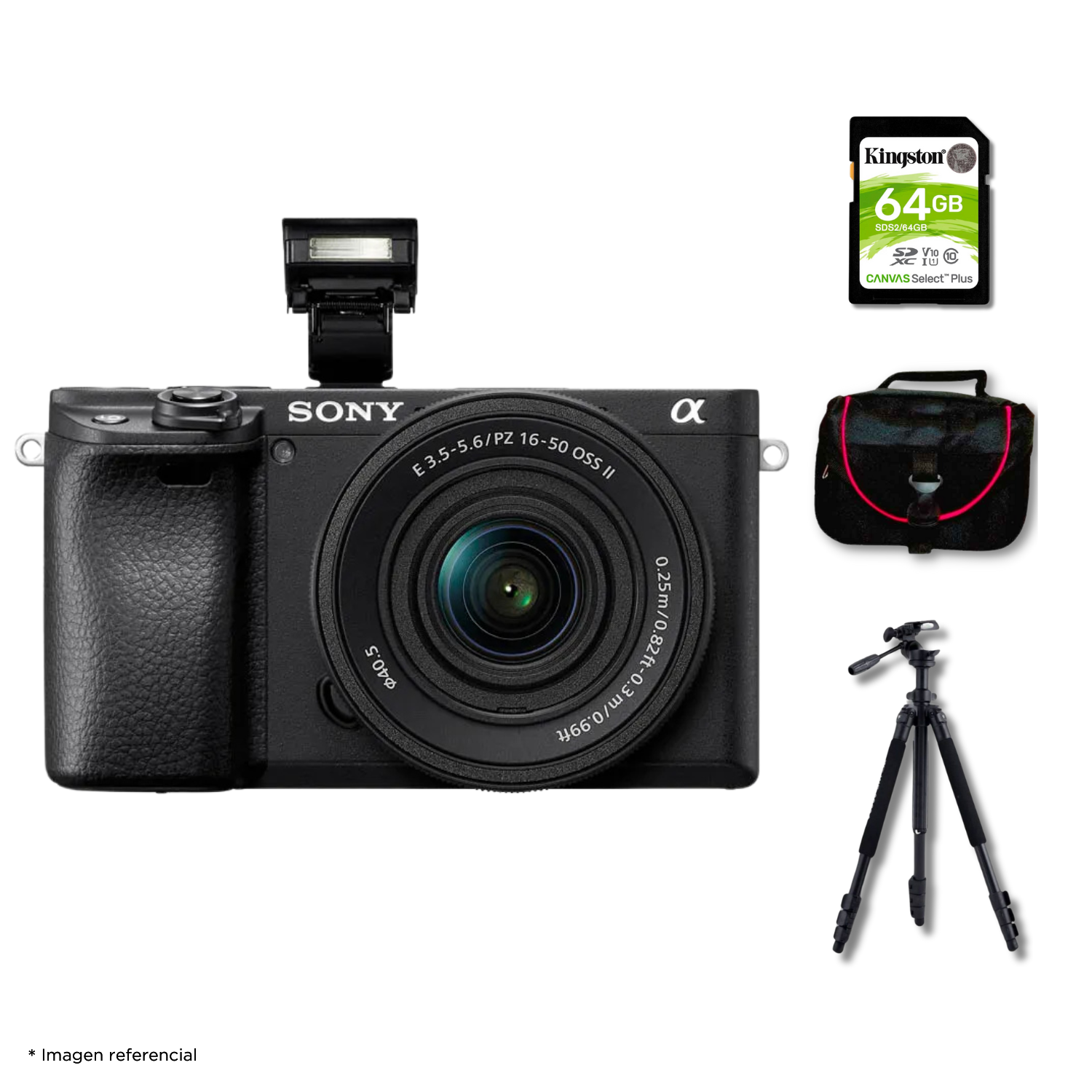 CÁMARA SONY ALPHA A6400 MIRRORLESS + LENTE 16-50MM II + KIT DELUXE DE ACCESORIOS - 1