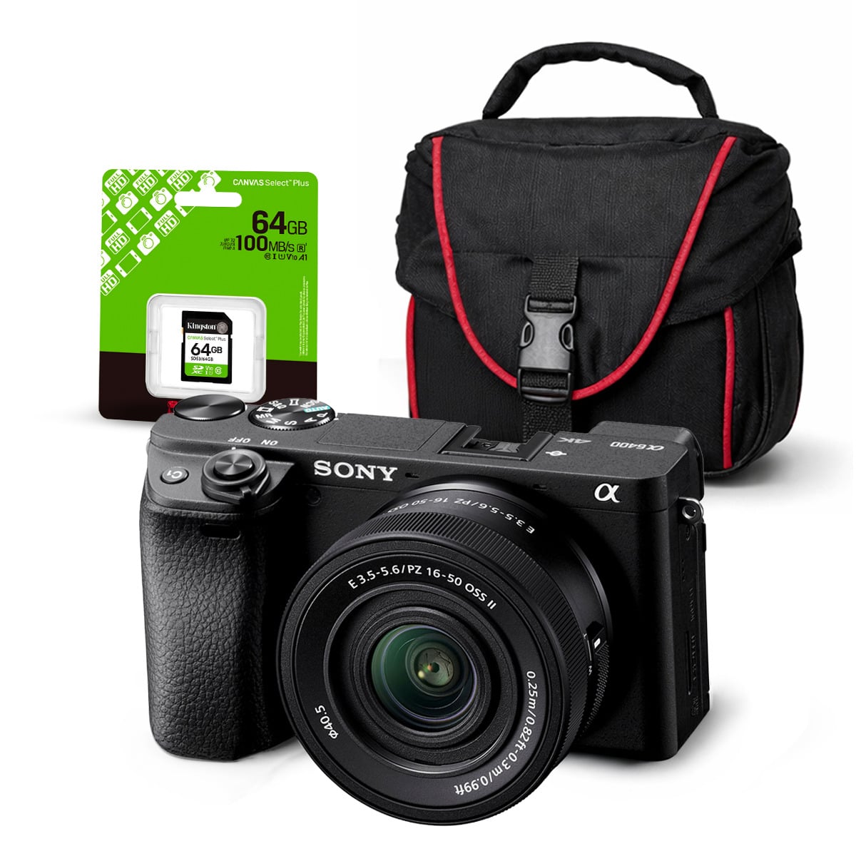 CÁMARA SONY ALPHA A6400 MIRRORLESS + LENTE 16-50MM II + KIT BÁSICO DE ACCESORIOS - 1