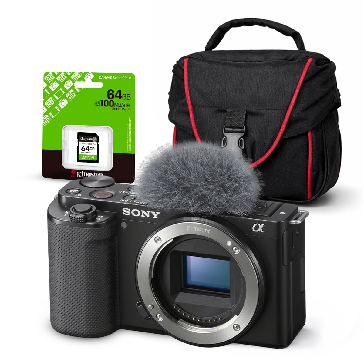 CÁMARA SONY ZV-E10 MIRRORLESS (CUERPO SOLO) + KIT BÁSICO DE ACCESORIOS - 1