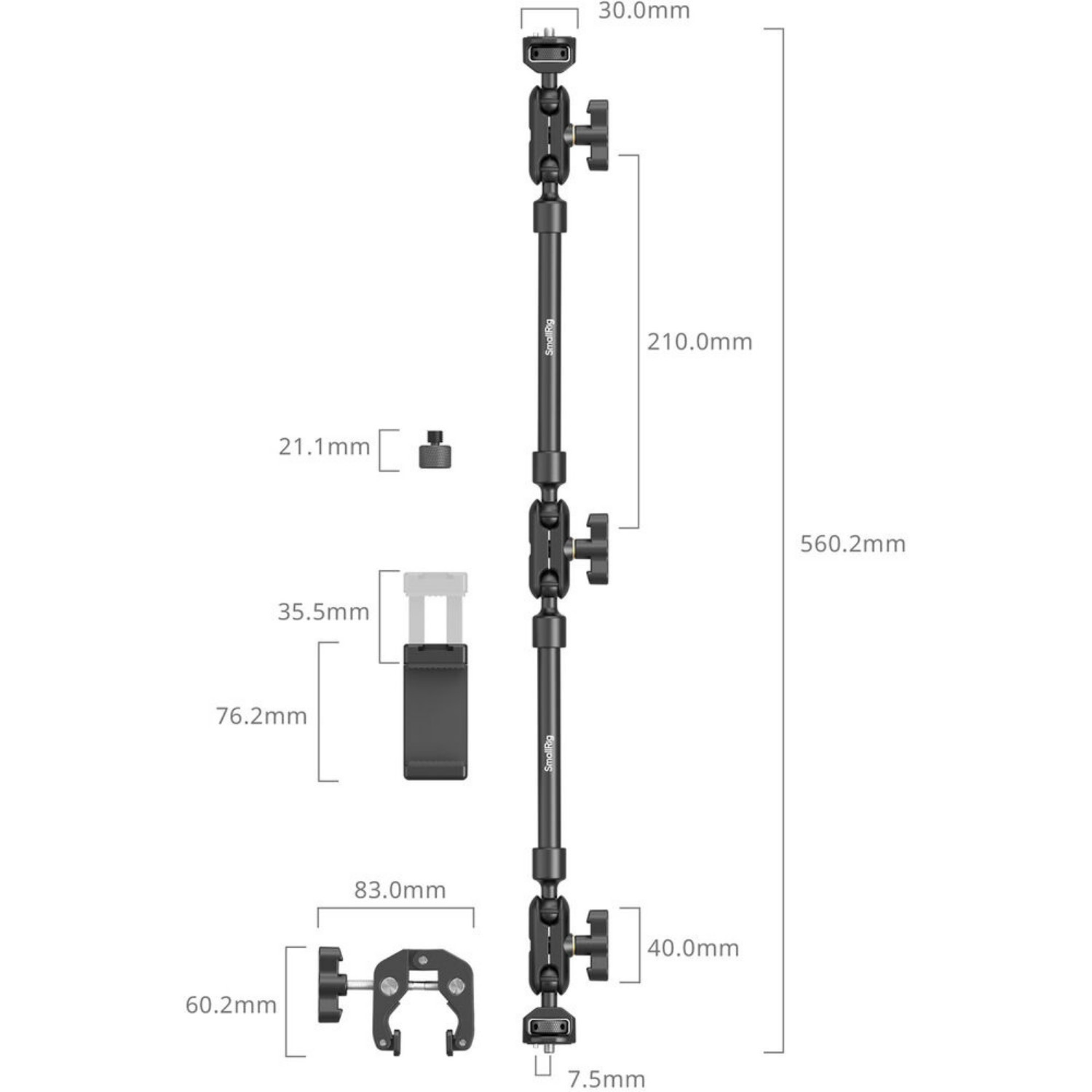 BRAZO ARTICULADO DE ESCRITORIO SMALLRIG CON ABRAZADERA TIPO CANGREJO PARA CÁMARA, CELULAR Y MICRÓFONO - 3