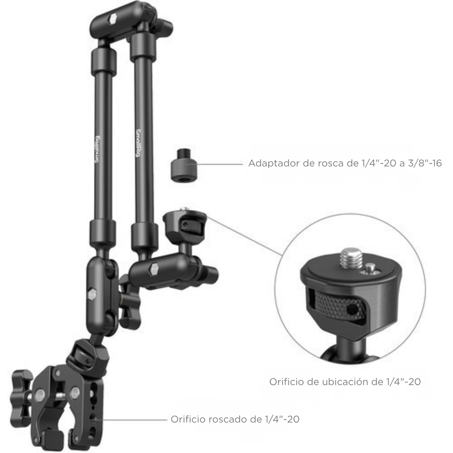 BRAZO ARTICULADO DE ESCRITORIO SMALLRIG CON ABRAZADERA TIPO CANGREJO PARA CÁMARA, CELULAR Y MICRÓFONO - 4
