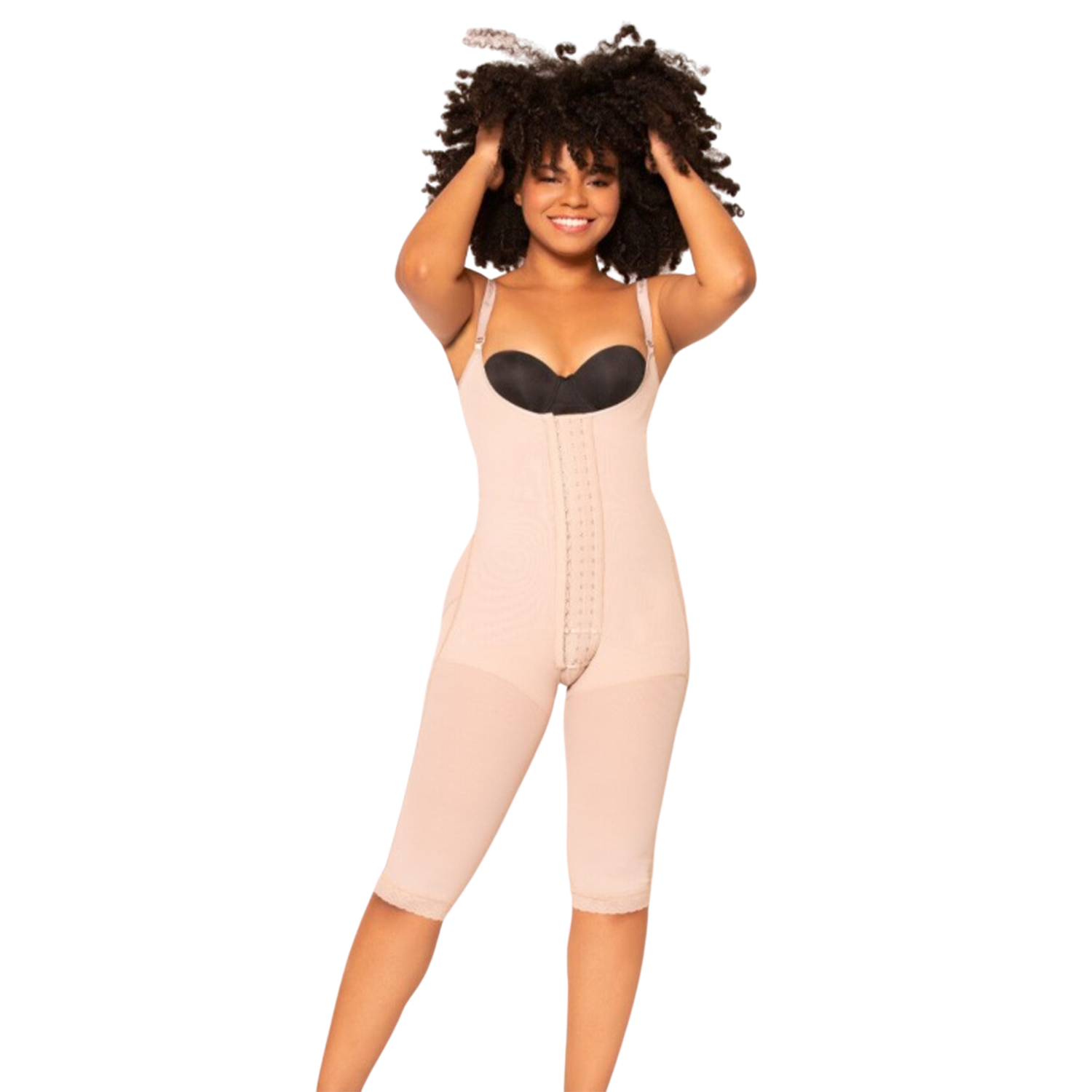 FAJA FAJITEX ALTA COMPRESION HASTA LA RODILLA CON CUATRO BROCHES - BEIGE - 1
