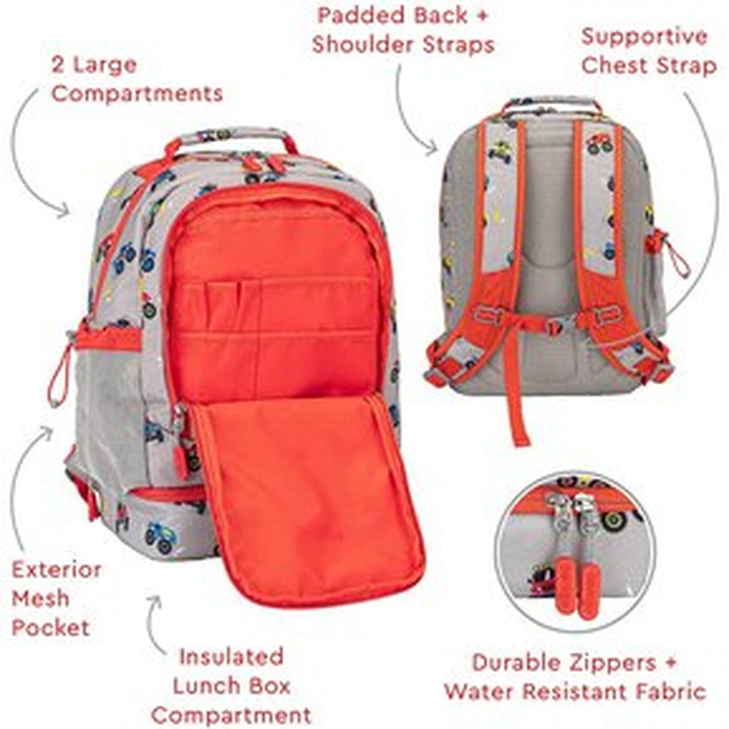 MOCHILA BENTGO CARRITOS GRIS KIDS 2 EN 1 - 2
